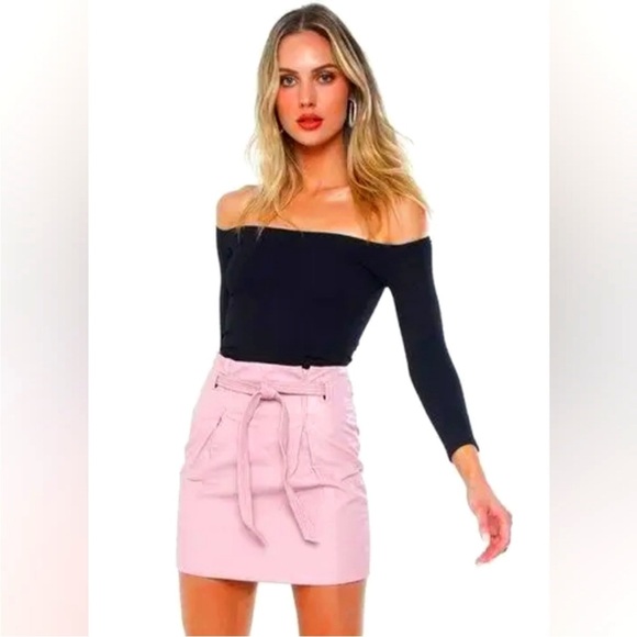 NWT FREE PEOPLE | Payton Paper Bag Faux Leather Skirt in Mauve Swoon - Size 2 - Picture 4 of 10